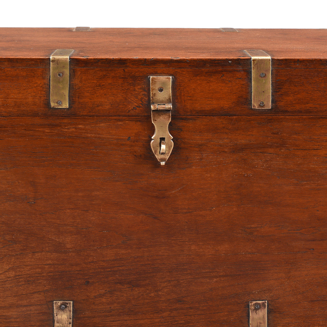 Latch Detail From Antique Brass Bound Teak Military Chest | Indigo Antiques