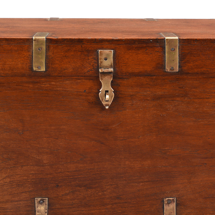 Latch Detail From Antique Brass Bound Teak Military Chest | Indigo Antiques