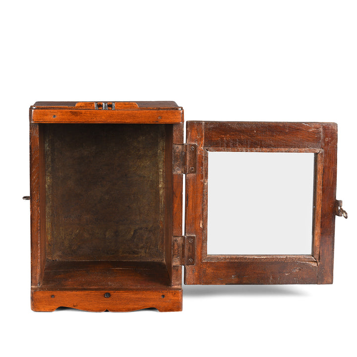Open View Of Antique Indian Teak Glazed Wall Cabinet | Indigo Antiques