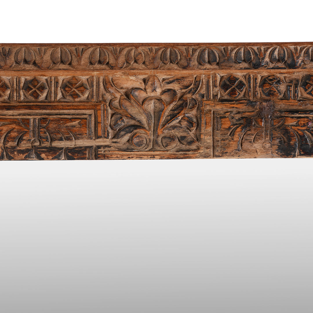 Central Carving Detail From Antique Carved Indian Window Mirror | Indigo Antiques