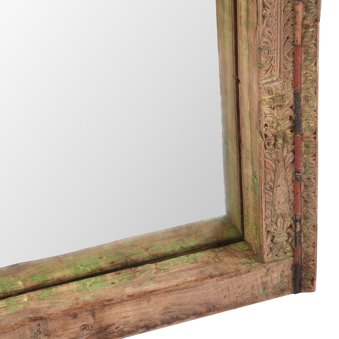 Frame Detail From Antique Indian Window Mirror From Shekhawati | Indigo Antiques 