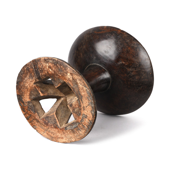 Underside Of Antique Jackfruit Carved Tribal Food Bowl From Nagaland - 19th Century | Indigo Antiques