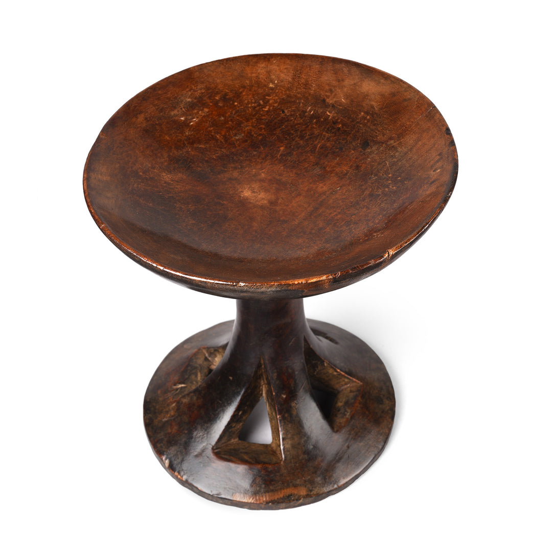 Top Down View Of Antique Jackfruit Carved Tribal Food Bowl From Nagaland - 19th Century | Indigo Antiques