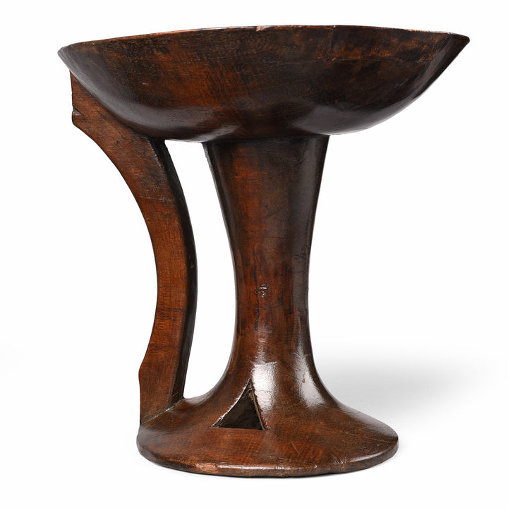 Side View Of Antique Carved Tribal Food Bowl From Nagaland - 19th Century | Indigo Antiques