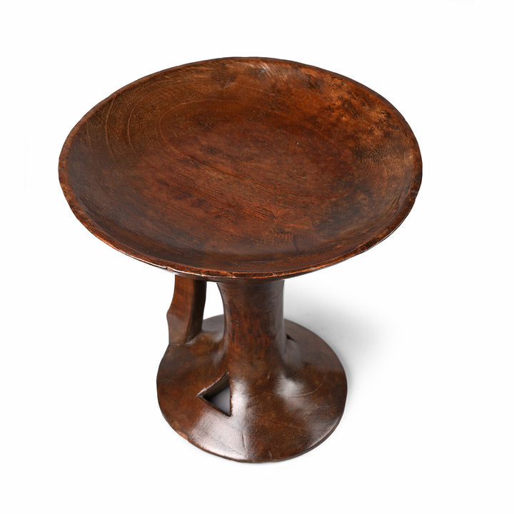 Top Down View Of Antique Carved Tribal Food Bowl From Nagaland - 19th Century | Indigo Antiques