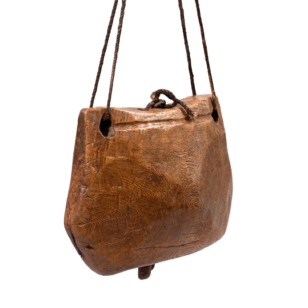 Antique Carved Teak Cow Bell From Rajasthan | Indigo Antiques