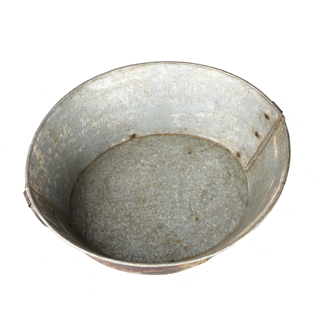 Interior Of Small Vintage Galvanised Planter - Various Sizes | Indigo Antiques