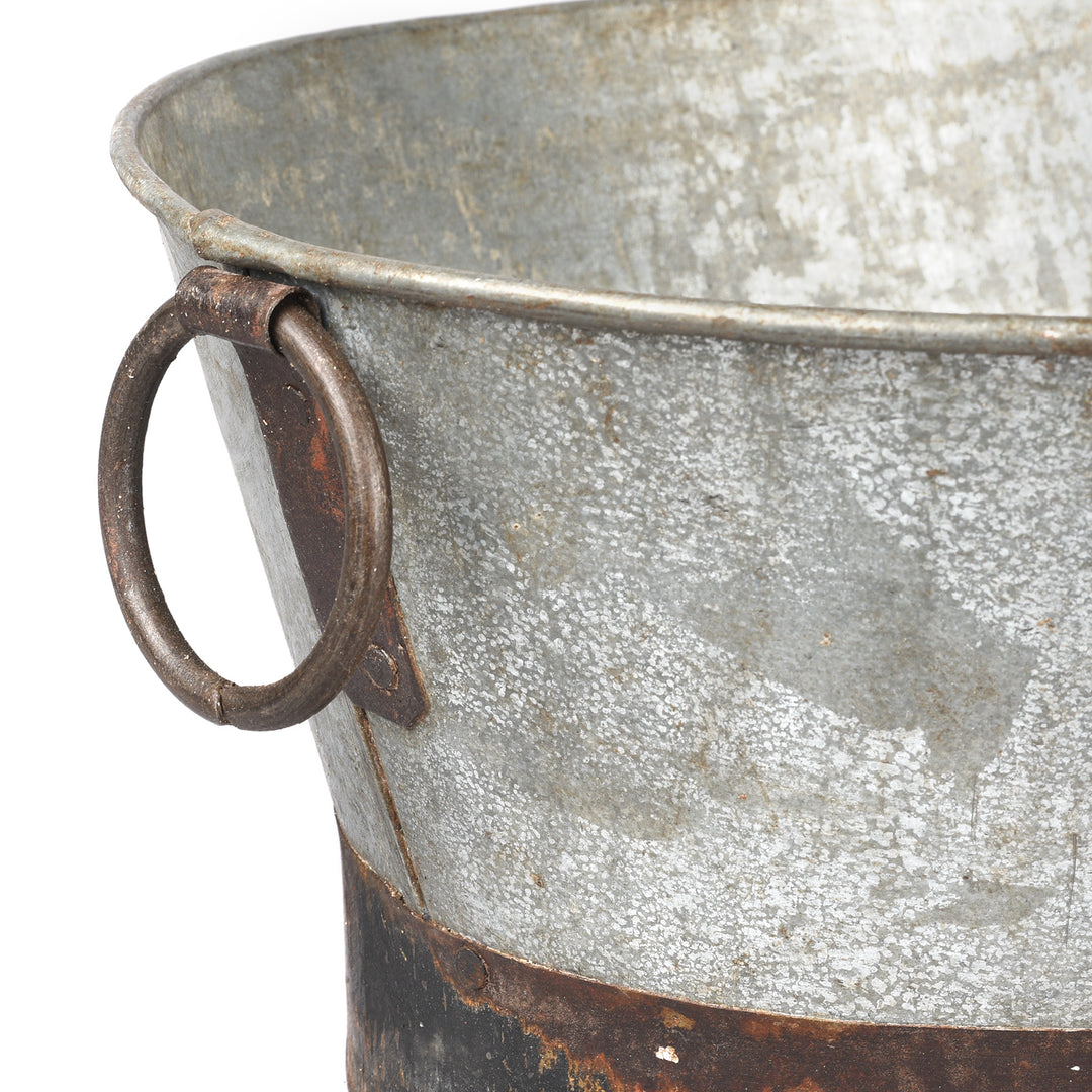 Handle Detail From Vintage Galvanised Planter - Various Sizes | Indigo Antiques