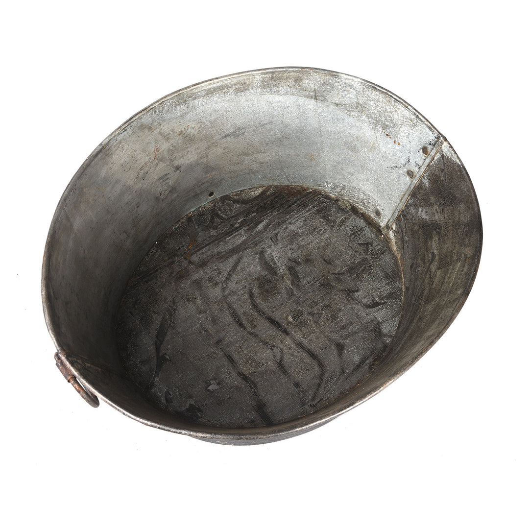 Interior Of Medium Vintage Galvanised Planter - Various Sizes | Indigo Antiques