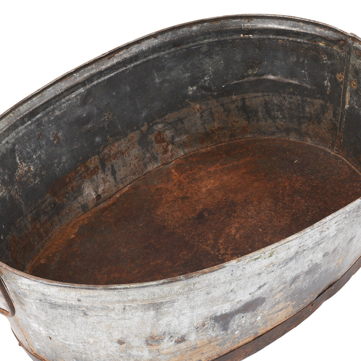Interior Of Vintage Galvanised Bath  For Planter | Indigo Antiques