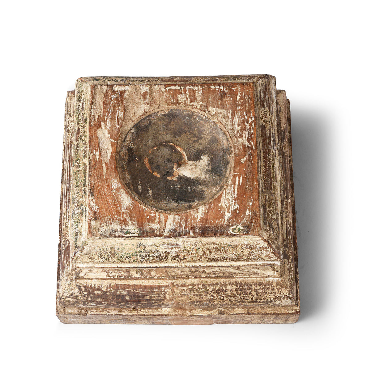 Top Down View Of Antique Teak Wood Candle Holder From Old Capitol | Indigo Antiques