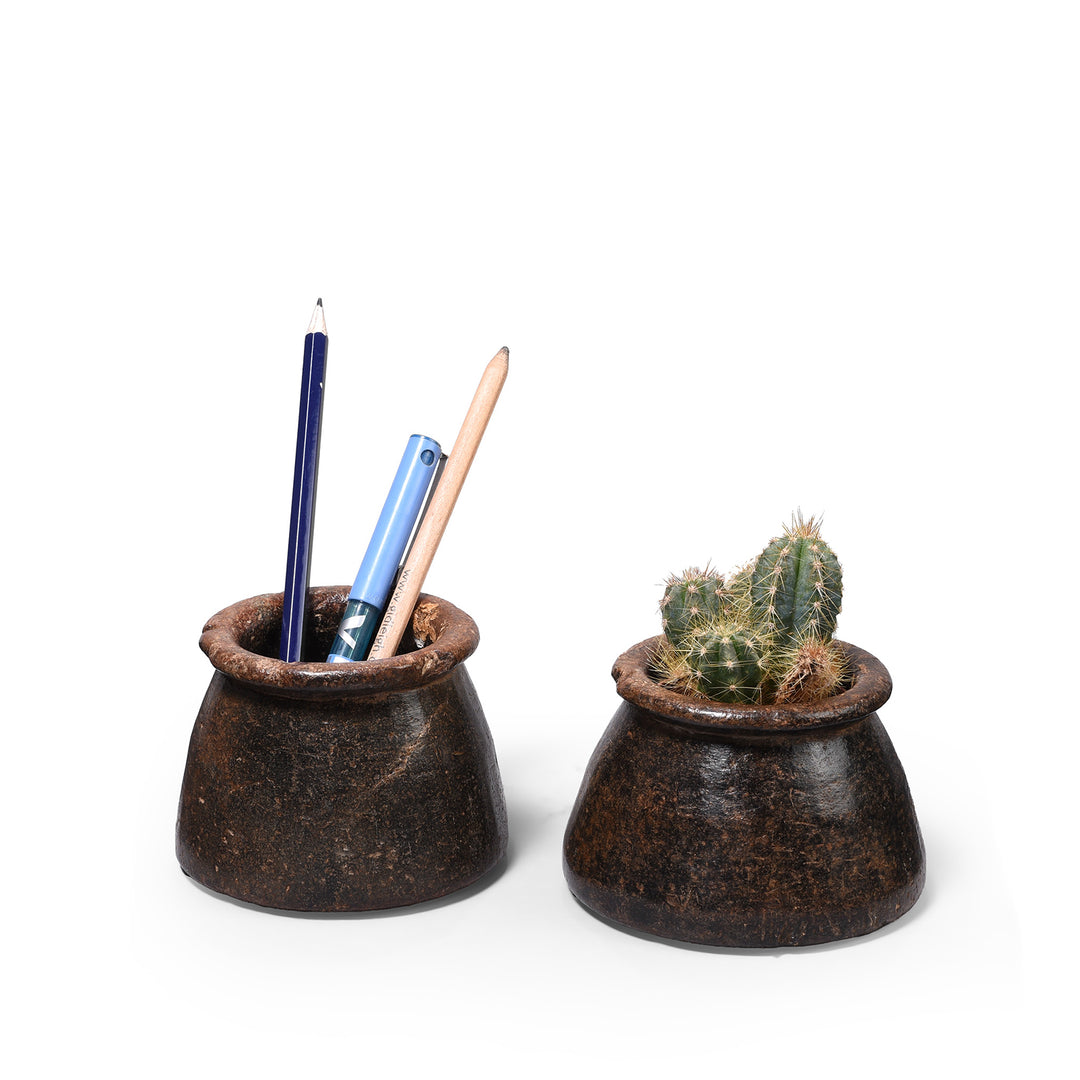 Vintage Indian Stone Plant Pot - Ca 1920's | Indigo Antiques