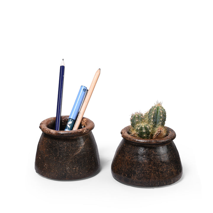 Vintage Indian Stone Plant Pot - Ca 1920's | Indigo Antiques