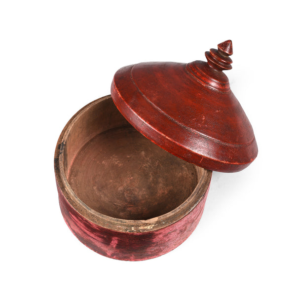 Red Lacquer Pot From Uttar Pradesh - Early 20thC Red Lacquer Pot From Uttar Pradesh - Early 20thC
