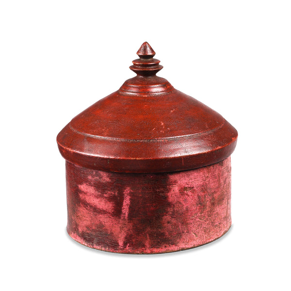 Red Lacquer Pot From Uttar Pradesh - Early 20thC Red Lacquer Pot From Uttar Pradesh - Early 20thC