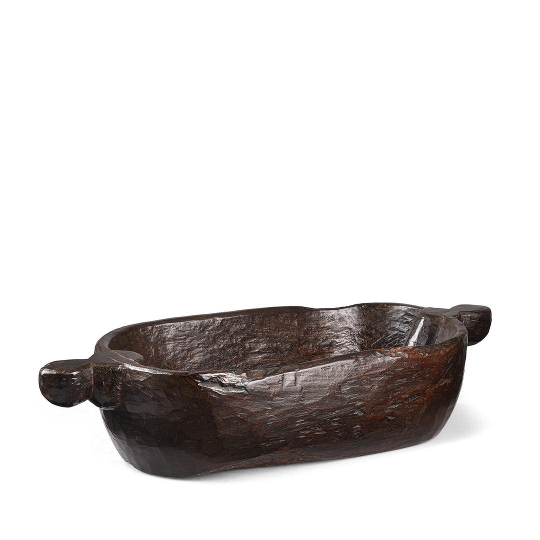 Angled View Of Antique Jackfruit Dough Mixing Bowl From Kerala | Indigo Antiques