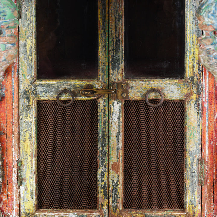Detail From Antique Painted Teak House Shrine From Gujarat | indigo Antiques