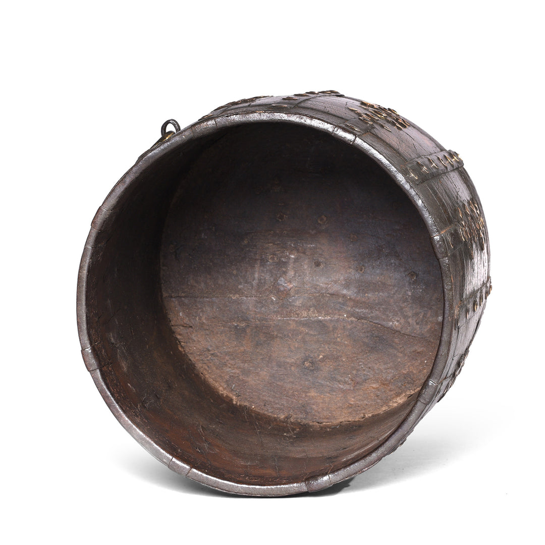 Interior Of Antique Teak & Iron Grain Measure From Rajasthan - 19th Century | Indigo Antiques