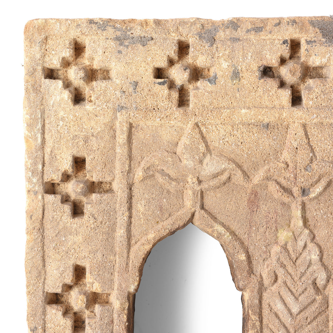 Carving Detail From Antique 2 Way Stone Lamp Niche From Jaisalmer | Indigo Antiques
