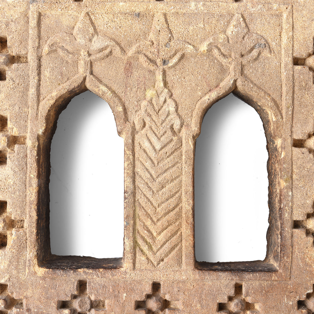 Carving Detail From Antique 2 Way Stone Lamp Niche From Jaisalmer | Indigo Antiques
