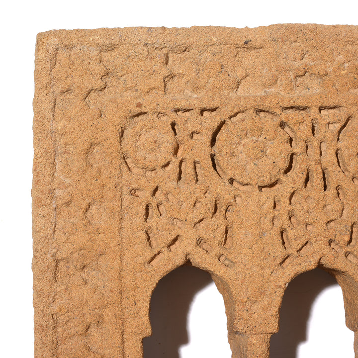 Corner Detail From Antique 3 Way Stone Lamp Niche From Jaisalmer - 19th Century | Indigo Antiques