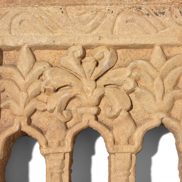 Painted 3 Way Stone Lamp Niche From Jaisalmer - 19th Century