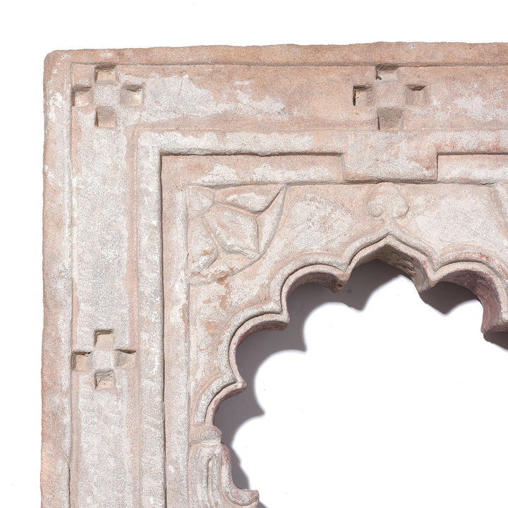 Corner Detail From Carved Stone Lamp Niche From Rajasthan - 18th Century | Indigo Antiques