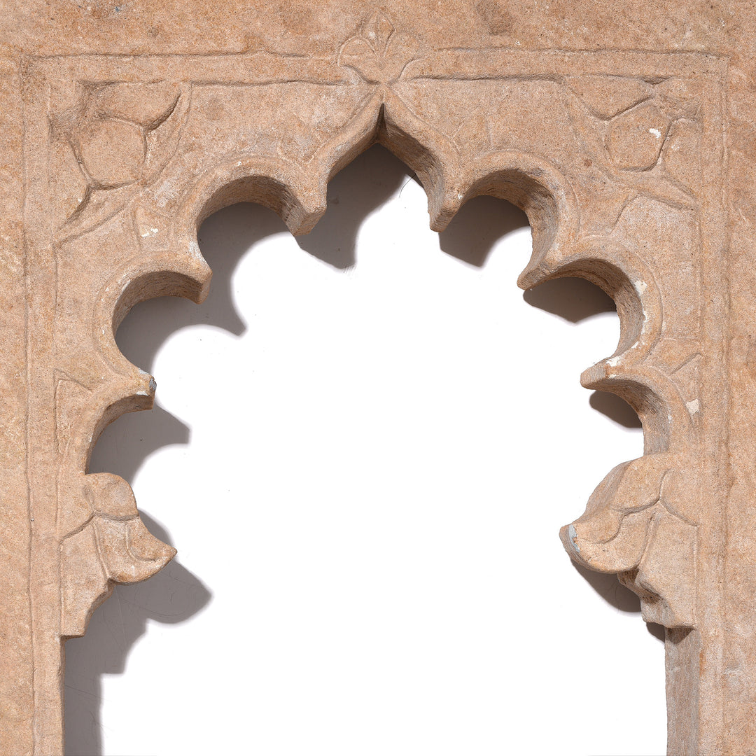 Arch Detail Form Antique Carved Stone Lamp Niche From Rajasthan - 18th Century | Indigo Antiques