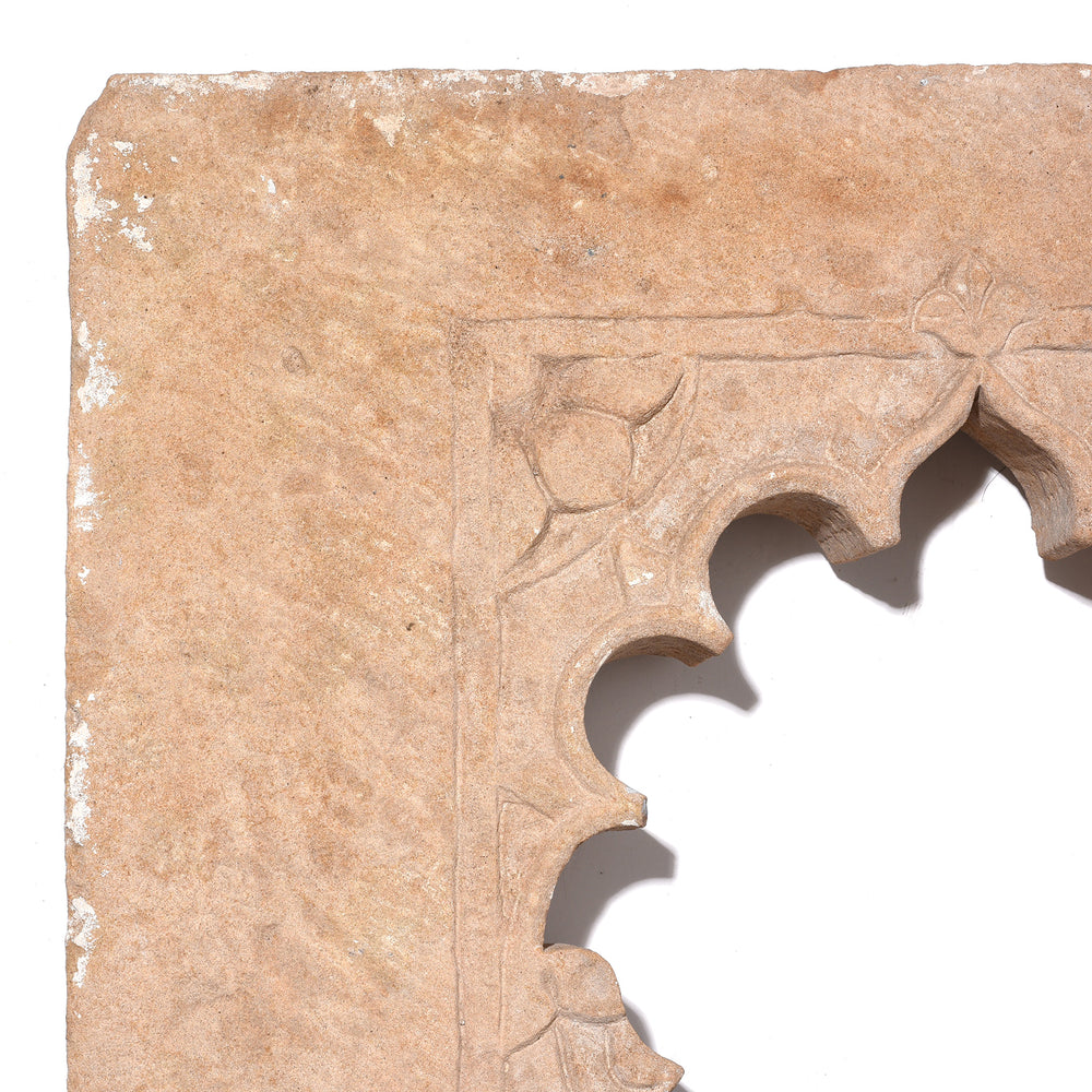 Corner Detail From Antique Carved Stone Lamp Niche From Rajasthan - 18th Century | Indigo Antiques