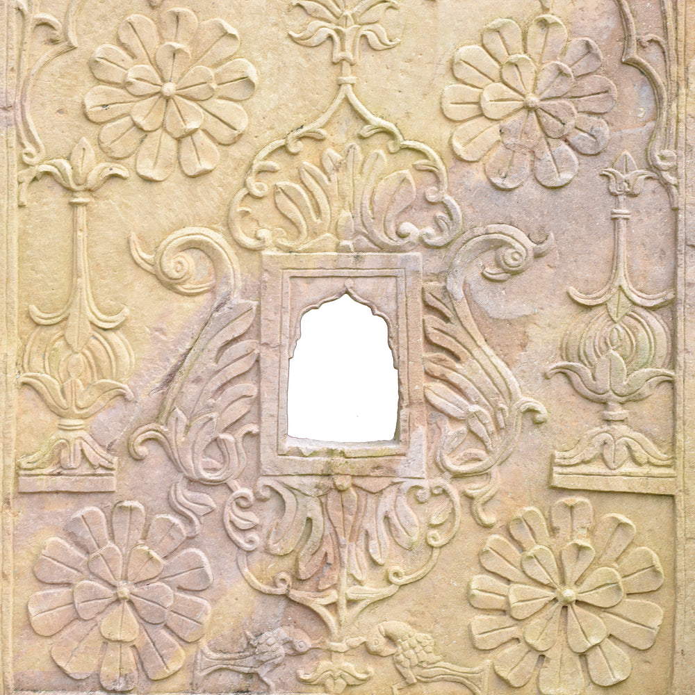 Central Carving Detail From Antique Carved Stone Window Jharokha Panel From Jaisalmer | Indigo Antiques