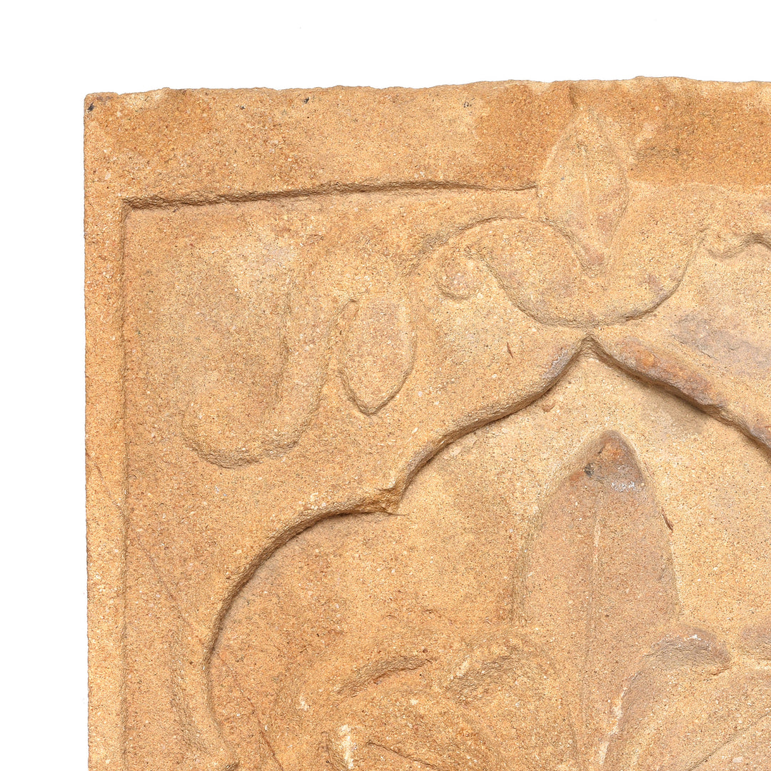 Corner Detail From Antique Carved Mughal Stone Panel From Rajasthan - 19th Century | Indigo Antiques