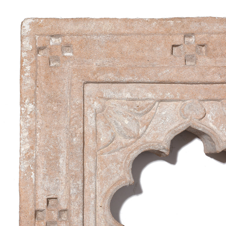 Corner Detail From Carved Stone Lamp Niche From Rajasthan - 19th Century | Indigo Antiques