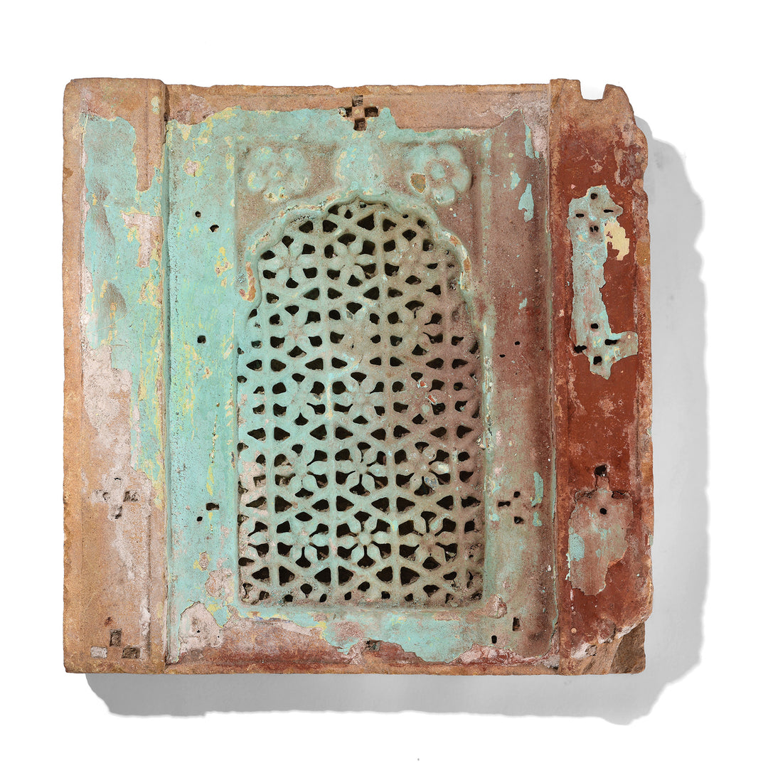 Antique Painted Stone Jali Panel From Rajasthan | Indigo Antiques