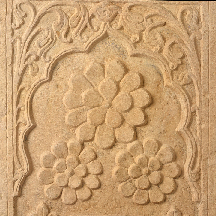Carving Detail From Antique Carved Stone Window Jharokha Panel From Jaisalmer - 18th Century | Indigo Antiques