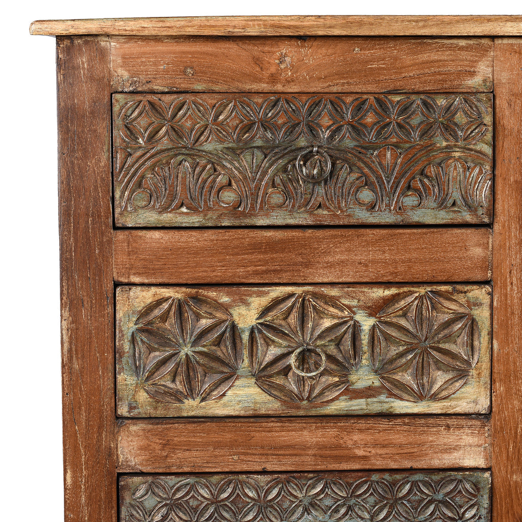 Painted Chest Of 10 Drawers Made From Reclaimed Teak