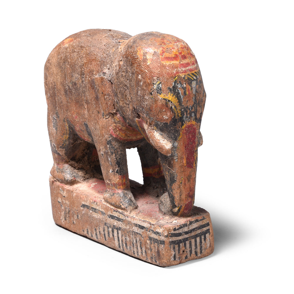 Angled VIew Of Old Painted Elephant From Orissa | Indigo Antiques