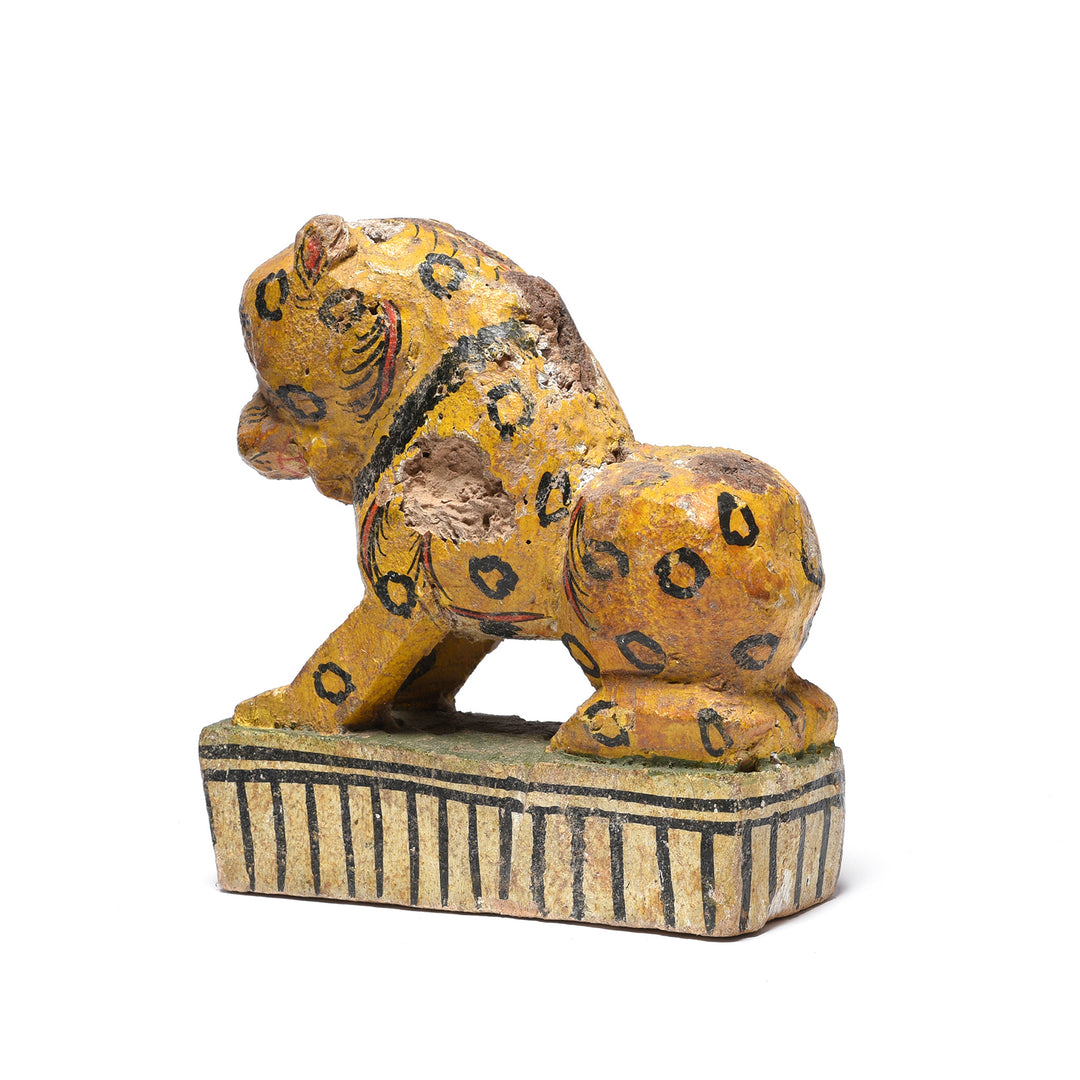 Damage Detail From Vintage Old Painted Leopard From Orissa | Indigo Antiques