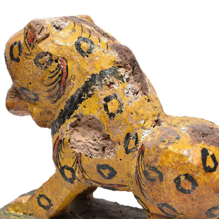 Damage Detail From Vintage Old Painted Leopard From Orissa | Indigo Antiques