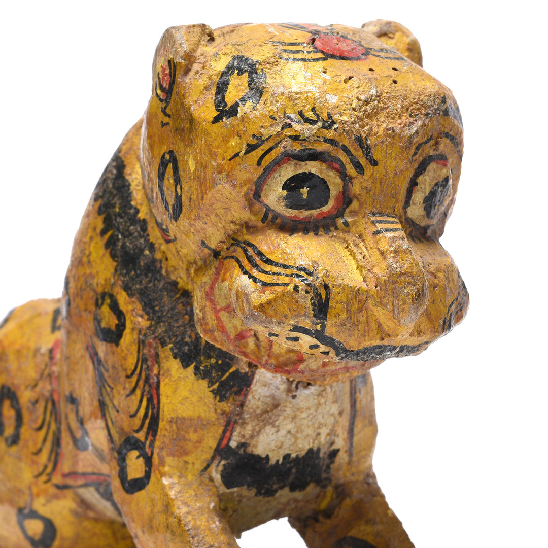 Detail From Vintage Old Painted Leopard From Orissa | Indigo Antiques