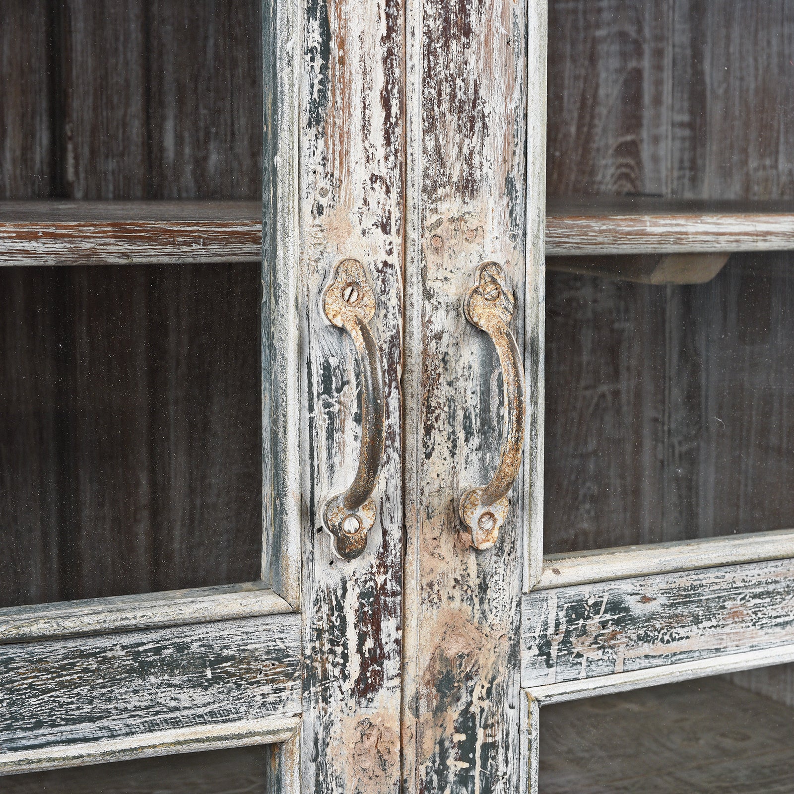 Handles Detail From Vintage Indian Painted Glazed Display Cabinet - Ca 1920 | Indigo Antiques