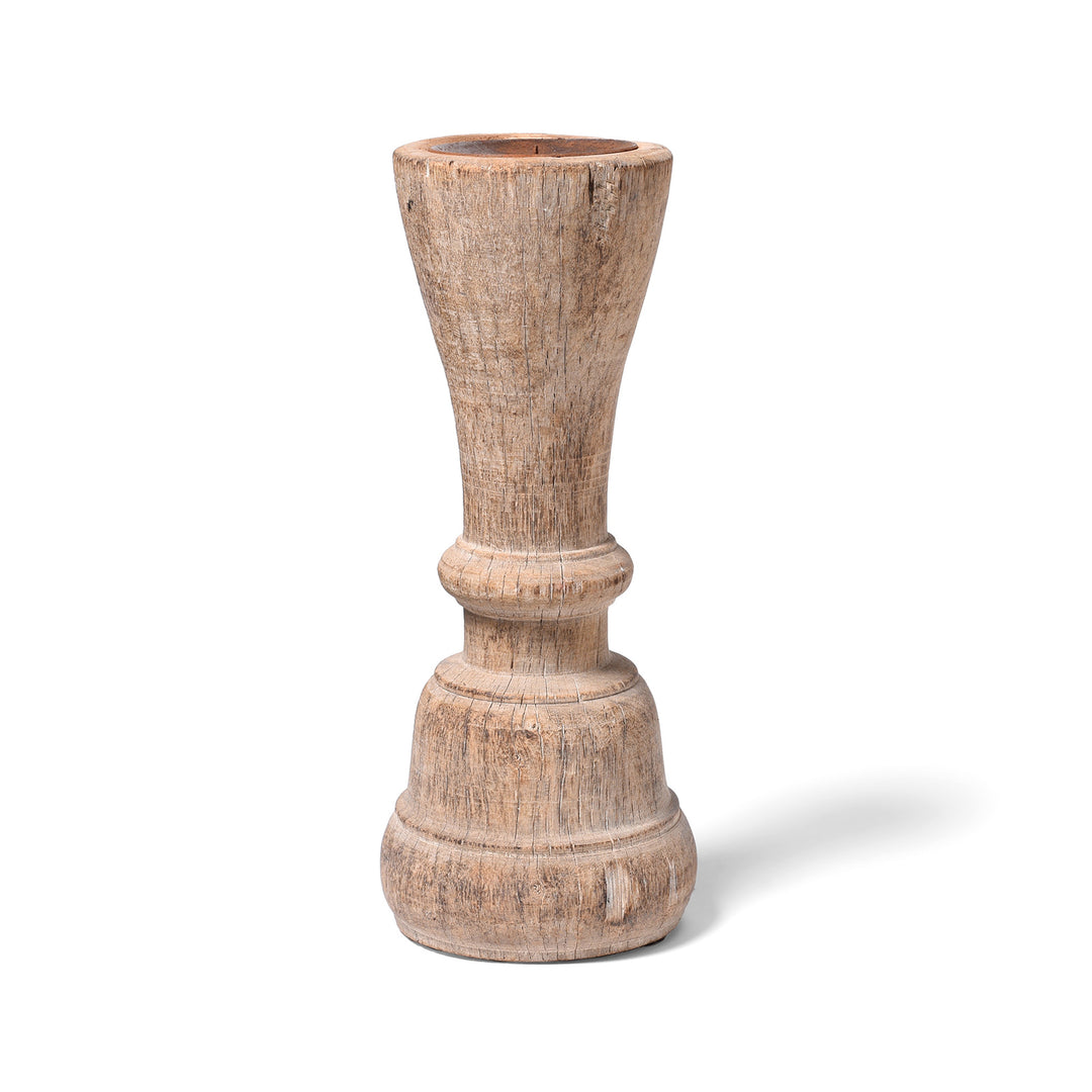 Carved Teak Candlestick Made From An Old Takhat Legs | Indigo Antiques