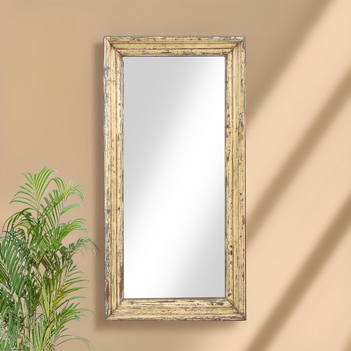 Cream Painted Mirror Made From An Old Teak Window - 19thC | Indigo Antiques