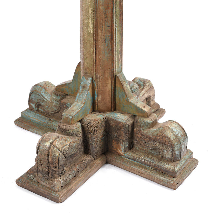 Base Detail From Antique Teak Indian Coat Stand Made From A Carved Pillar - 19th Century | Indigo Antiques