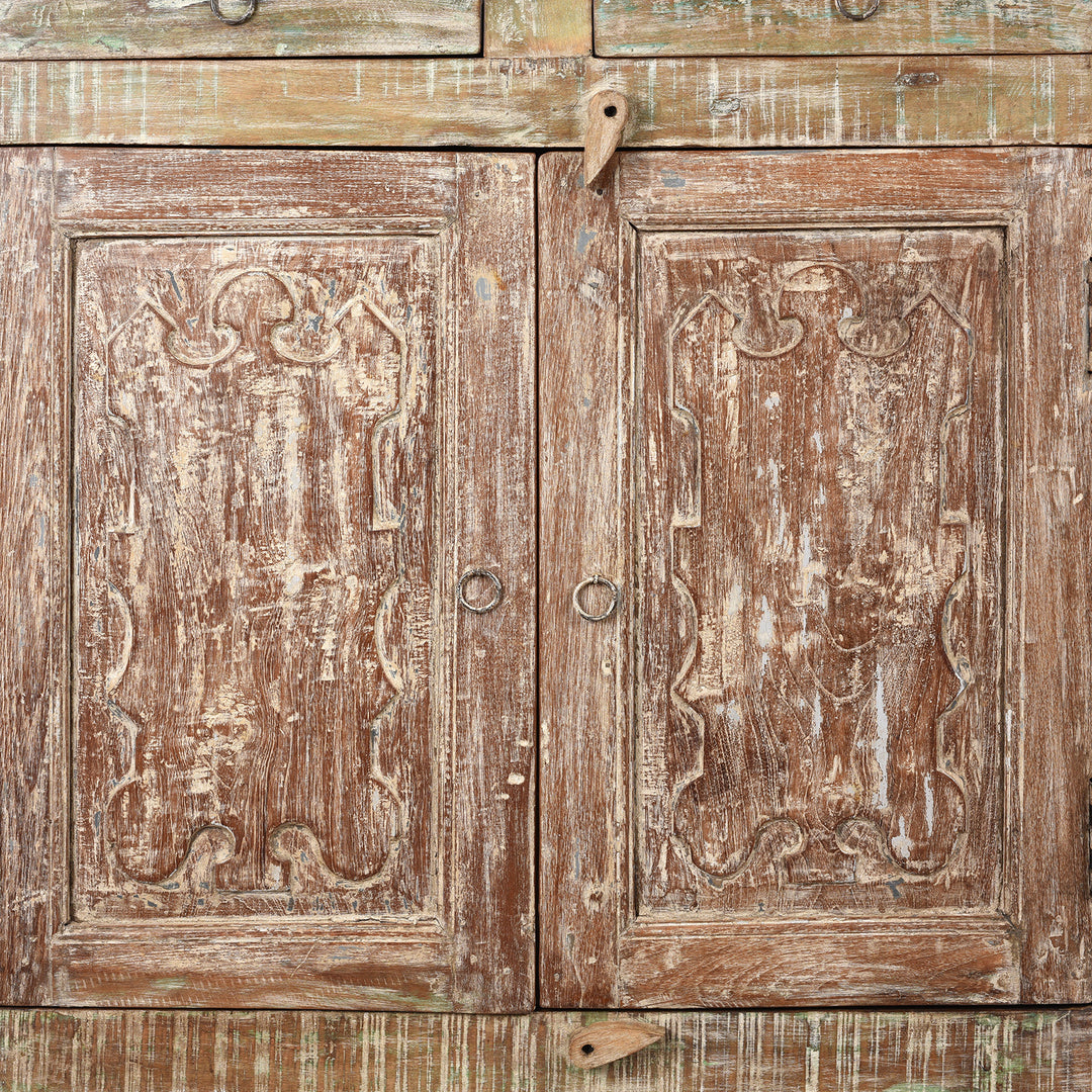 Doors Detail From Reclaimed Teak Side Cabinet With Painted Finish | Indigo Antiques