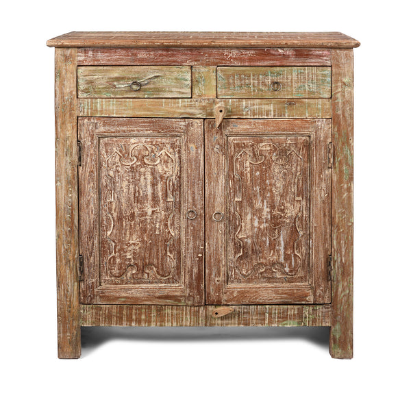 Reclaimed Teak Side Cabinet With Painted Finish