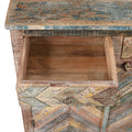 Reclaimed Teak Parquet Side Cabinet With Painted Finish