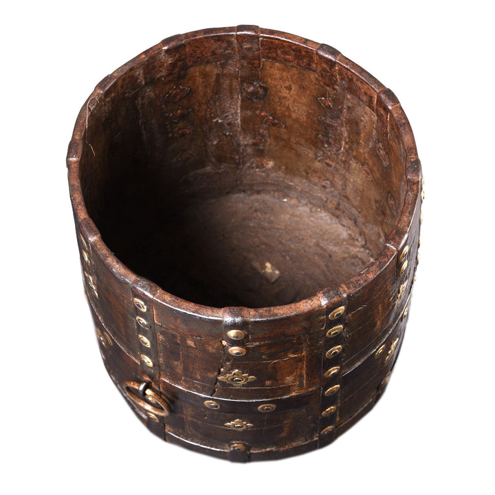Antique Teak & Iron Grain Measure From Rajasthan - 19th Century | Indigo Antiques