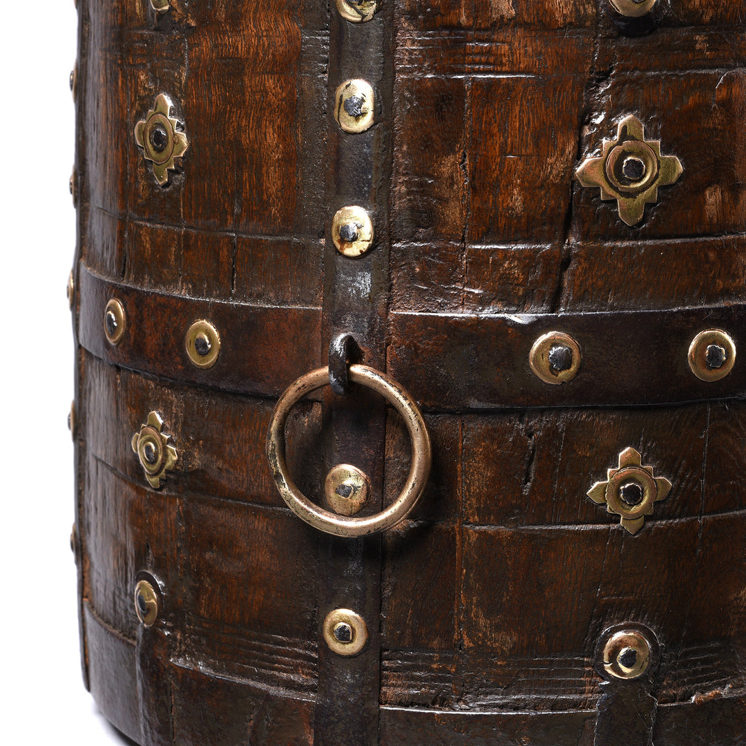 Antique Teak & Iron Grain Measure From Rajasthan - 19th Century | Indigo Antiques