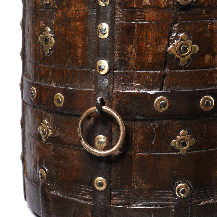 Antique Teak & Iron Grain Measure From Rajasthan - 19th Century | Indigo Antiques