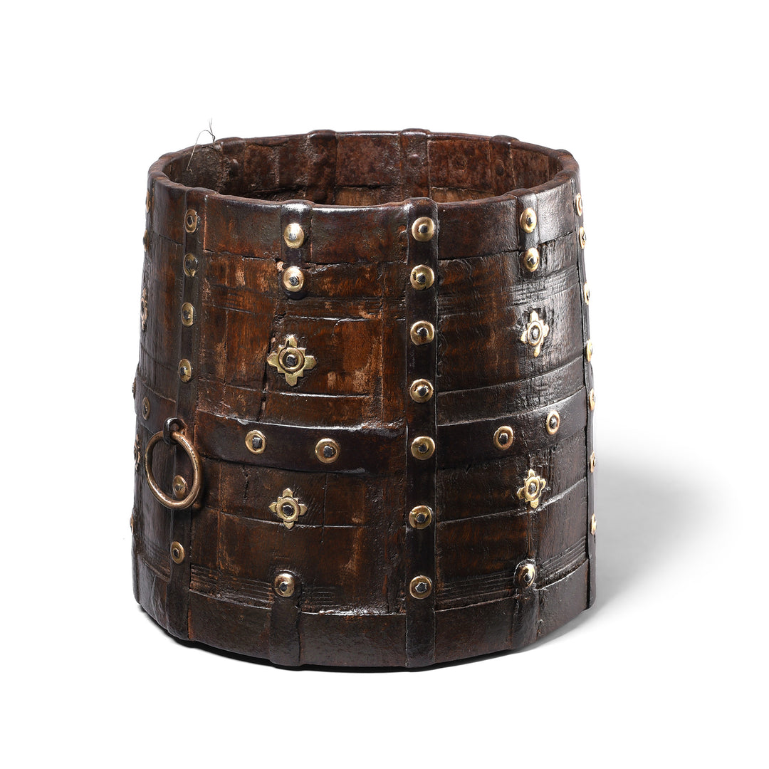 Antique Teak & Iron Grain Measure From Rajasthan - 19th Century | Indigo Antiques